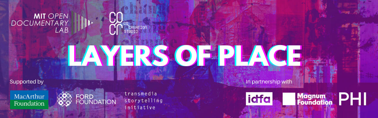 Poster for MIT Open Documentary Lab's 2021 Layers of Place panel discussion series